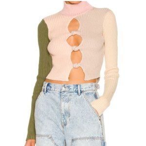 Rib Knit Knotted Long Sleeve Top